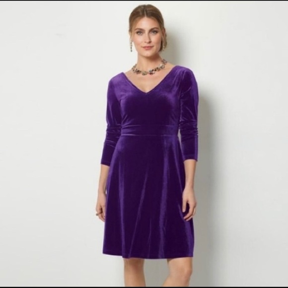 Signature Collection Dresses & Skirts - Signature Collection Purple Velvet Dress 1X NWOT